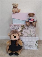 3 Decorative Boxes & 3 Teddy Bears