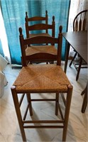 3 Wood & Rattan Counter Height Stools