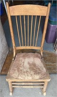 Antique Oak Rocking Chair w/Velvet Cushion