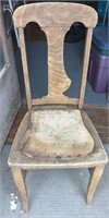 Antique Oak Chair w/Leather Seat