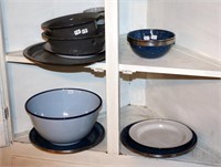 Vintage Enamelware Lot - Plates, Bowls, Mugs