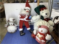 Santa sock monkey, snowmen