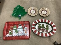 Christmas tray, plate and platters