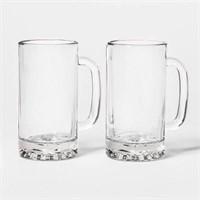 16oz 2pk Glass Beer Mugs