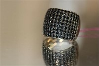 .925 Sterling Silver w/ black tourmaline Ring
