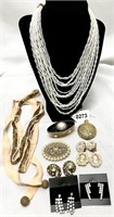 Vintage Jewelry Accessories Lot Earrings Necklace