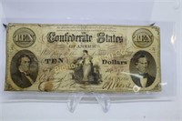 Ten Dollar Confederate States Richmond 1861