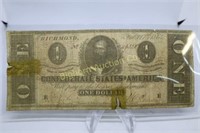 One Dollar Confederate States, Richmond 1864
