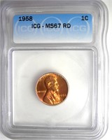 1958 Cent ICG MS67 RD LISTS $400