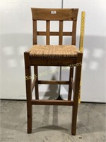 Italian made wooden bar stool with wicker seat