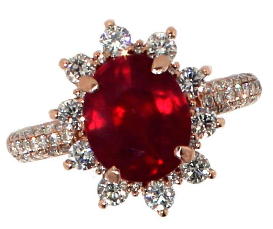 14k Gold 4.62 ct Oval Ruby & Diamond Ring