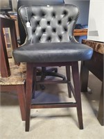 M-Nice Leather Bar Stool With Brass Buttons