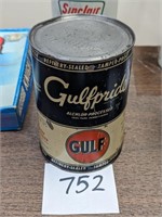 Gulf Gulfpride Metal Quart Oil Can - Full