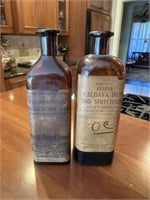 2 Antique Amber Medicine Bottles