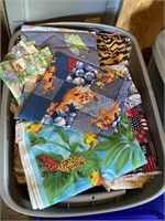 3 totes of fabric including some quilted