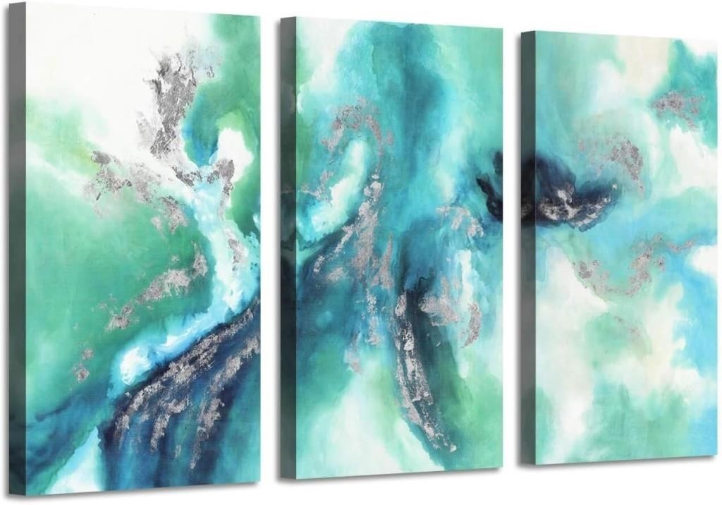 Abstract Artwork Green Canvas Picture - 3 Pc. Set