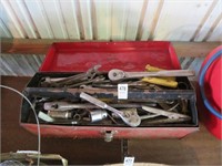 metal tool box, contents - some craftsman