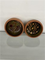 (2) Small Pottery Bowls w Tribal Designs - Marked