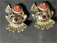Vintage clown clip on earrings