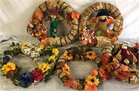 5 Fall Wreaths Scarecrows & Fall Leaves