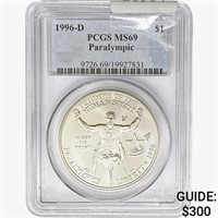 1996-D Paralympic Silver Dollar PCGS MS69