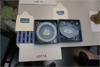 2-Wedgwood Blue Jasperware small plates in