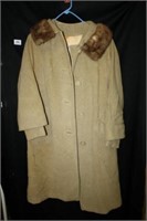 Ladies Calf-Length Coat; Wool/Fur "Fashionbilt"