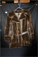 Ladies Waist Length Brown Fur Coat