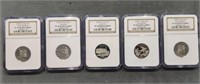 5x The Bid 2008-s Proof Quarters Ngc Pf70