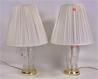 Pr. Pressed glass lamp, 5" dia., 20" tall with