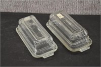 3 Vintage Pressed Glass Covered Butter Dishes