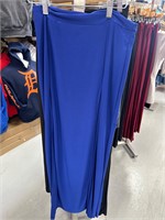 Ladies royal blue side slit stretchy skirt