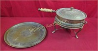 Vintage Copper Chafing Dish w/ Serving Tray