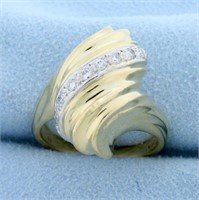 Designer Scroll Design Diamond Dome Ring in 14K Ye