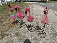 LOT OF 4 FLAMINGOS, 29 IN TALL