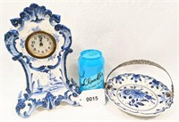 Vintage Holland Delft Blue Clock Condiment Dish