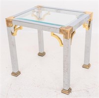 Chippendale Style Brass & Chrome Side Table