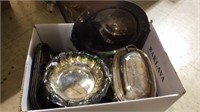 Box a lot of silverplate pieces and a few vintage