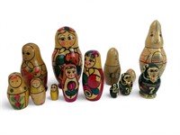 Lot of 4 Hand Painted Nesting Dolls Collection