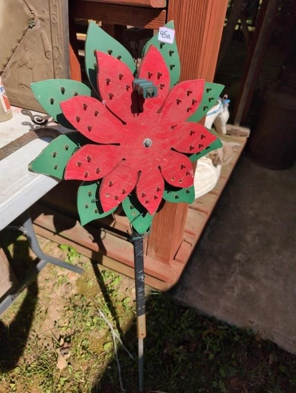 Homemade poinsettia light up yard stake