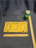 1938 Oklahoma Vintage License Plate
