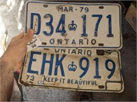 1979 & 1973 Ontario Lic. Plates