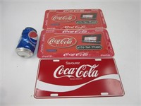 3 plaques automobile Coca-Cola