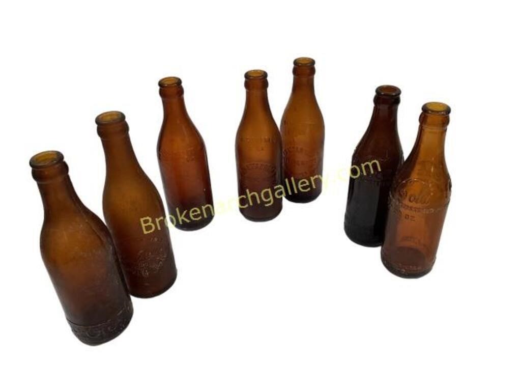 Seven Vintage Chattanooga Amber Bottles