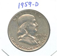 1959-D Franklin Silver Half Dollar