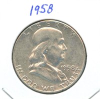 1958 Franklin Silver Half Dollar