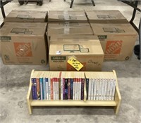 Seven Boxes of Books with Shelf