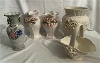 Floral vases. ceramic and bisque. sizes 7" to 9"