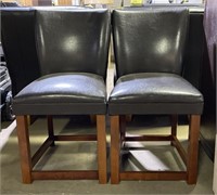 (KL) 2 Faux Leather Chairs 35” tall (bidding on