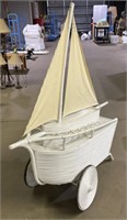 (V) Vintage Wicker Rolling Boat 62” x 27” x 67”